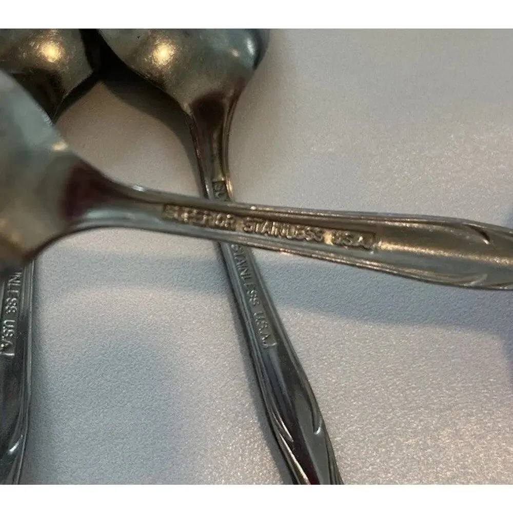 Vtg‎ Superior International Chapel Hill Flatware Set of 4 Dessert Spoons 6” USA